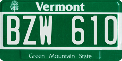 VT license plate BZW610