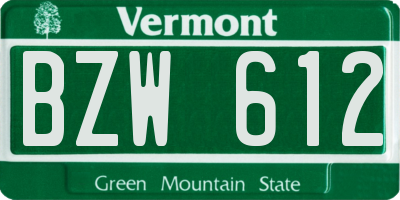 VT license plate BZW612