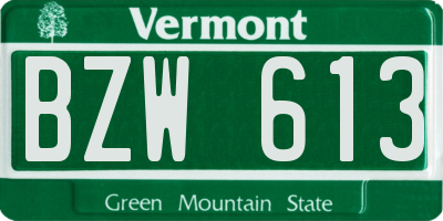 VT license plate BZW613