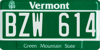 VT license plate BZW614
