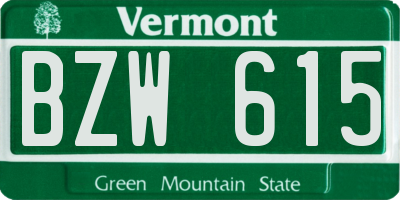 VT license plate BZW615