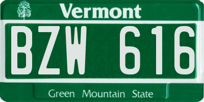 VT license plate BZW616