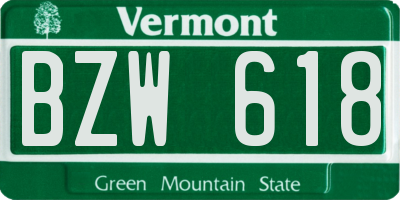 VT license plate BZW618