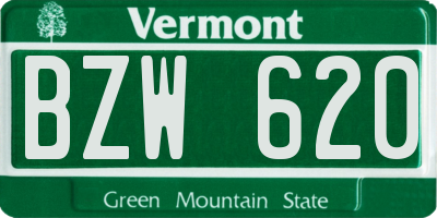 VT license plate BZW620