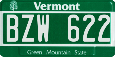 VT license plate BZW622