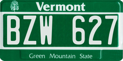 VT license plate BZW627