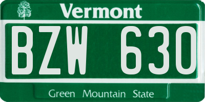 VT license plate BZW630