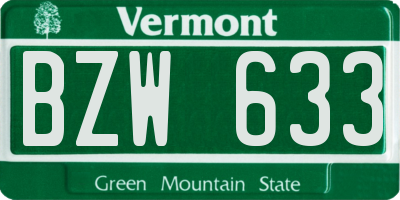 VT license plate BZW633