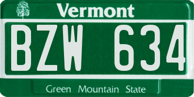 VT license plate BZW634