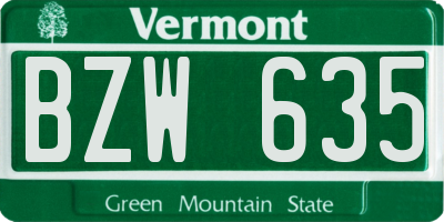 VT license plate BZW635