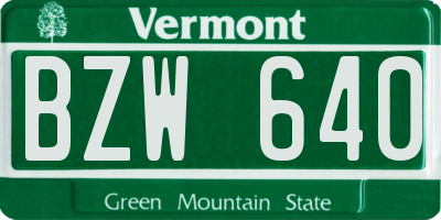 VT license plate BZW640
