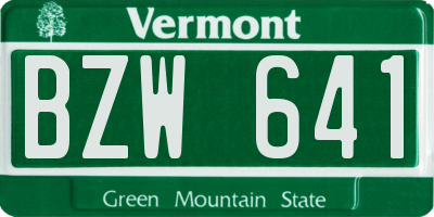 VT license plate BZW641