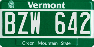 VT license plate BZW642