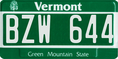 VT license plate BZW644