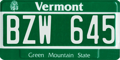 VT license plate BZW645