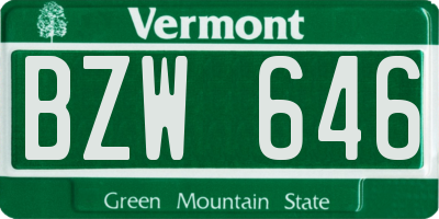 VT license plate BZW646