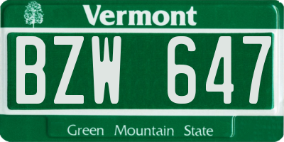 VT license plate BZW647
