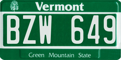 VT license plate BZW649
