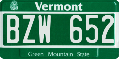 VT license plate BZW652