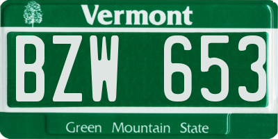 VT license plate BZW653