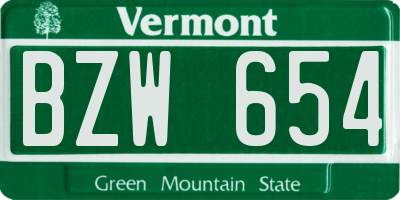 VT license plate BZW654