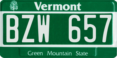 VT license plate BZW657