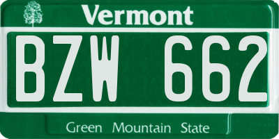 VT license plate BZW662
