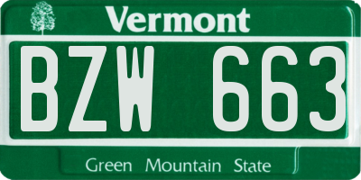 VT license plate BZW663