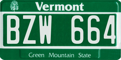 VT license plate BZW664