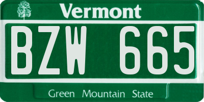 VT license plate BZW665