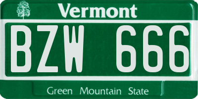 VT license plate BZW666