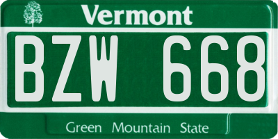VT license plate BZW668