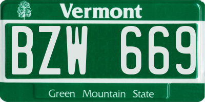 VT license plate BZW669