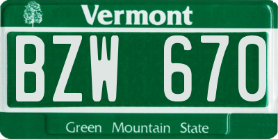 VT license plate BZW670