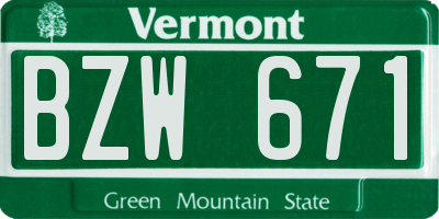VT license plate BZW671