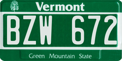 VT license plate BZW672