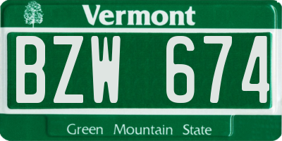 VT license plate BZW674