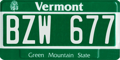 VT license plate BZW677