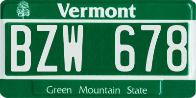 VT license plate BZW678