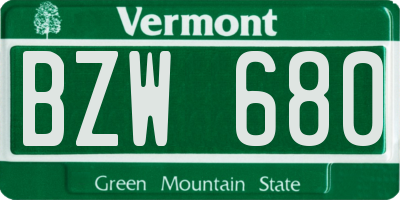 VT license plate BZW680