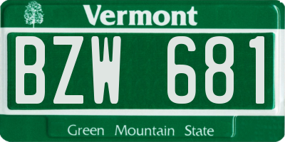 VT license plate BZW681