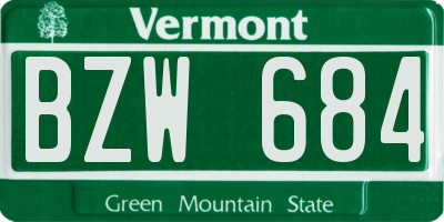 VT license plate BZW684