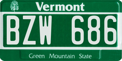 VT license plate BZW686