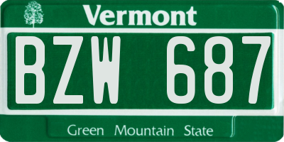 VT license plate BZW687