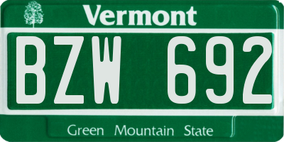 VT license plate BZW692