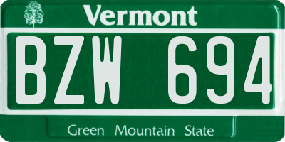 VT license plate BZW694