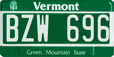 VT license plate BZW696