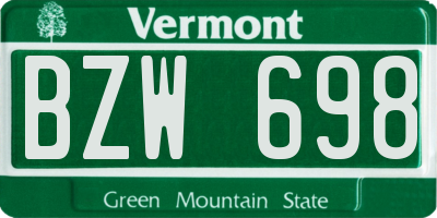 VT license plate BZW698