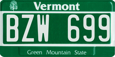 VT license plate BZW699
