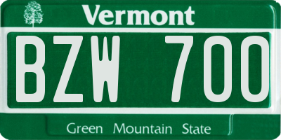 VT license plate BZW700